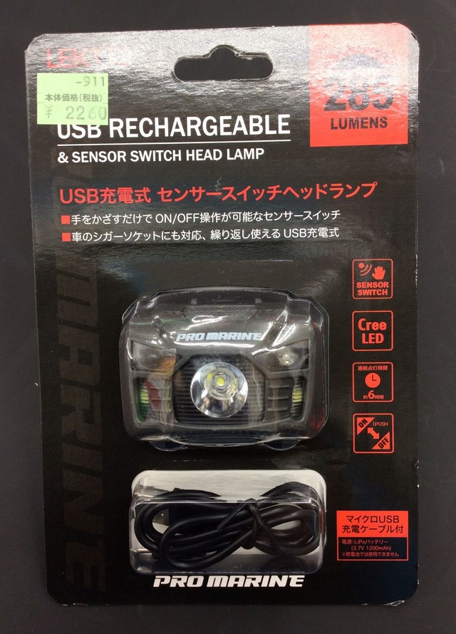 PROMARINE ヘッドランプ 2個セット プロマリン PRO MARINE USBセンサー
