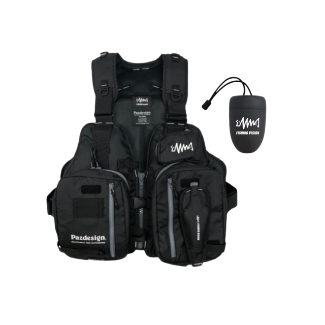 【釣りビジョンセット】PazdesignコラボフローティングベストXV & オリジナル携帯トラッシュポーチ