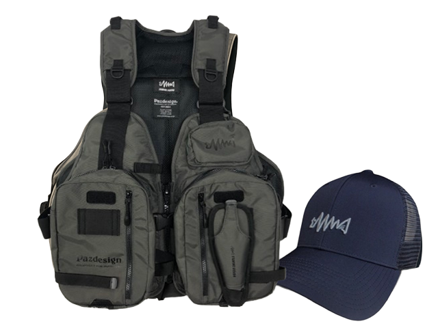 【釣りビジョン】 Pazdesignコラボフローティングベスト & オリジナルメッシュキャップ